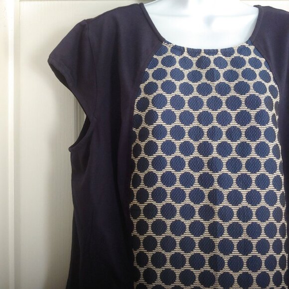 eShakti Womens Office Work Business Dress Polka Dot Mature Dress Navy 3X - Picture 3 of 14